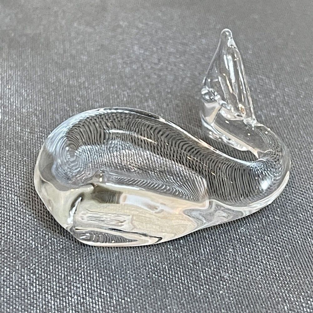 Dolphin Whale Figurines Miniature 2 Inch Pair Clear Hand Blown Crystal Glass - Picture 5 of 12